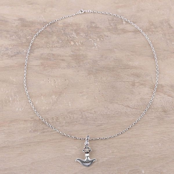 Alternate image for Elegant Sterling Silver Pendant Necklace from India Graceful Swing