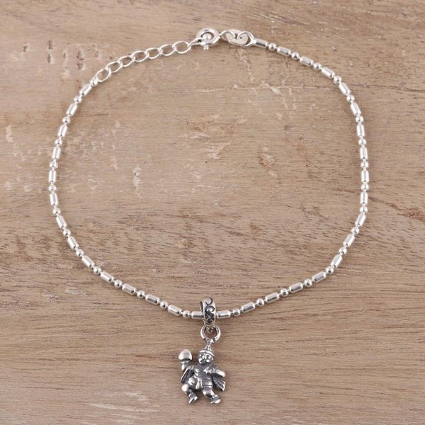 Alternate image for Hindu-Themed Sterling Silver Chain Bracelet from India Majestic Bajrangbali