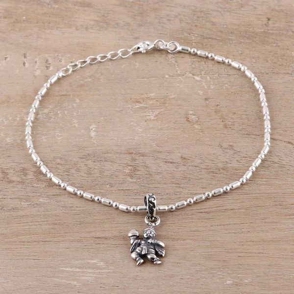 Alternate image for Hindu-Themed Sterling Silver Chain Bracelet from India Majestic Bajrangbali