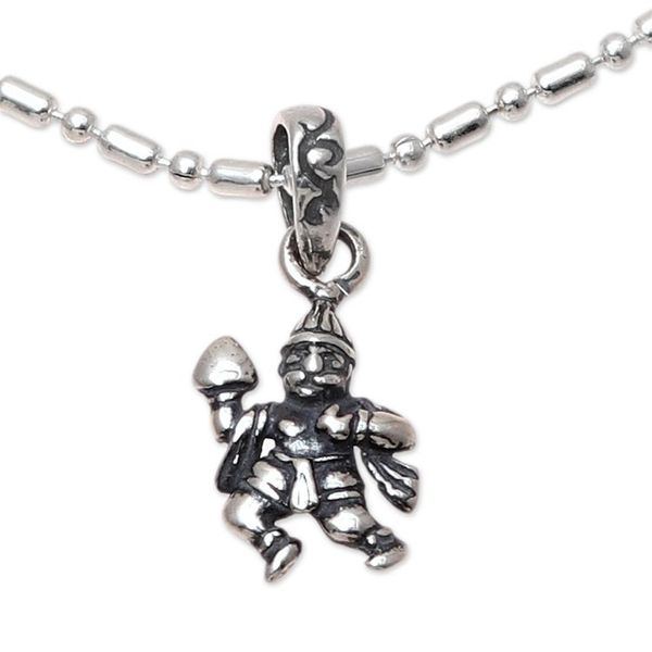 Alternate image for Hindu-Themed Sterling Silver Chain Bracelet from India Majestic Bajrangbali