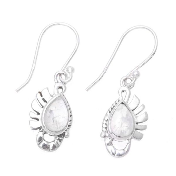 Alternate image for Teardrop Rainbow Moonstone Dangle Earrings Crafted in India Feather Bliss
