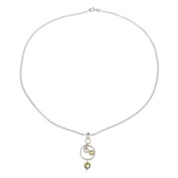 Alternate image for Faceted Peridot Pendant Necklace from India Swirling Royal
