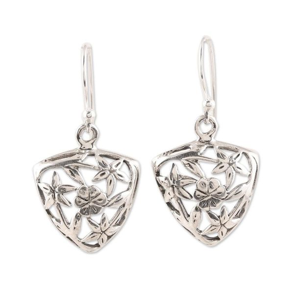 Alternate image for Floral Sterling Silver Dangle Earrings from India Floral Triad