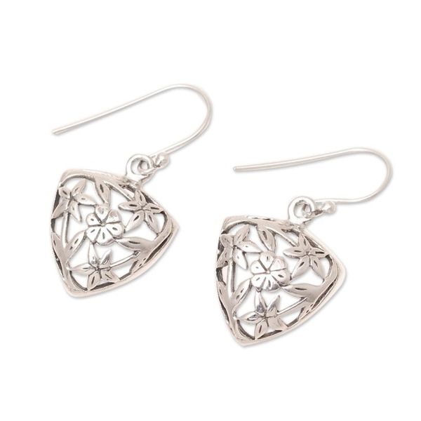 Alternate image for Floral Sterling Silver Dangle Earrings from India Floral Triad
