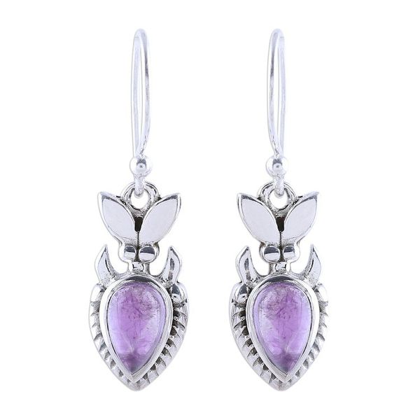Alternate image for Teardrop Amethyst and Sterling Silver Dangle Earrings Passion Blooms