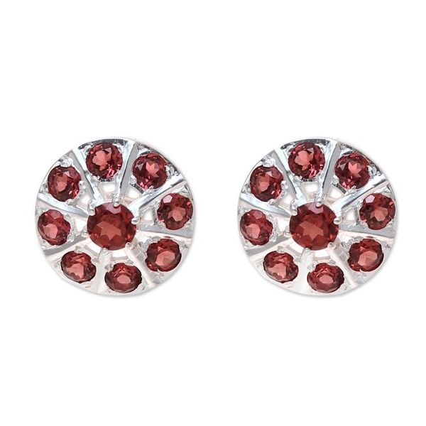 Alternate image for 2-Carat Garnet Button Earrings from India Glittering Radiance