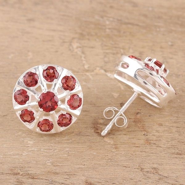 Alternate image for 2-Carat Garnet Button Earrings from India Glittering Radiance