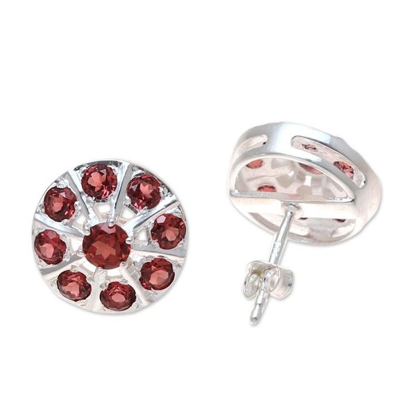 Alternate image for 2-Carat Garnet Button Earrings from India Glittering Radiance
