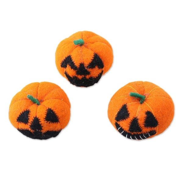 Alternate image for Handmade Wool Jack-o-Lantern Home Accents Set of 3 Delightful Jack-o-Lanterns
