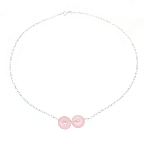 Alternate image for Rose Quartz Double Disc and Sterling Silver Pendant Necklace Delightful Duet