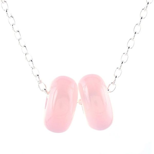 Alternate image for Rose Quartz Double Disc and Sterling Silver Pendant Necklace Delightful Duet