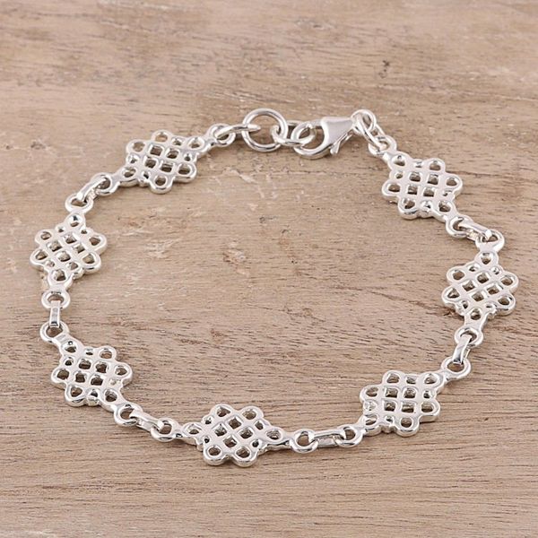 Alternate image for Loop Pattern Sterling Silver Link Bracelet from India Infinity Loops