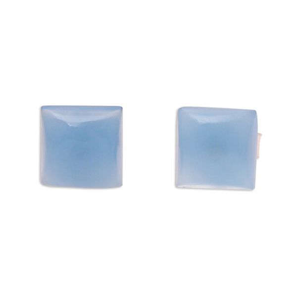 Alternate image for Square Blue Chalcedony Stud Earrings from India Contemporary Corners