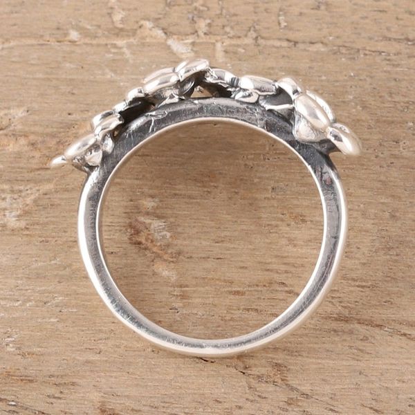 Alternate image for Combination Finish Sterling Silver Cocktail Ring from India Floral Contrast