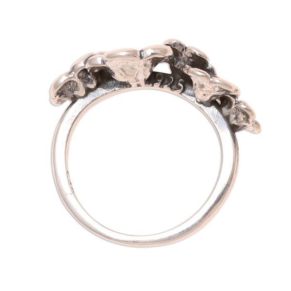 Alternate image for Combination Finish Sterling Silver Cocktail Ring from India Floral Contrast