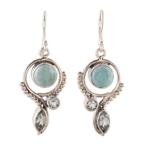 Alternate image for Blue Topaz and Larimar Dangle Earrings from India Eternal Blue