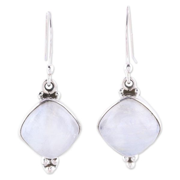 Alternate image for Rainbow Moonstone Dangle Earrings from India Gleaming Grandeur