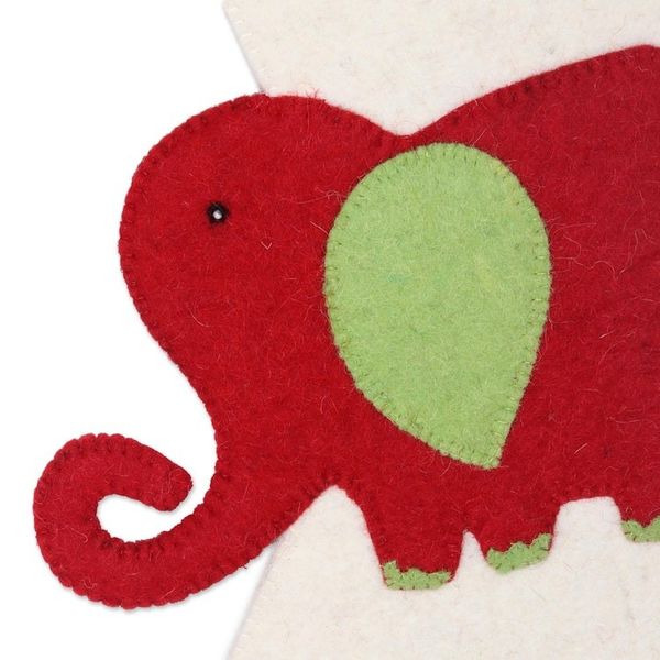 Alternate image for Red Green and Ivory Elephant Theme Stocking Holiday Elephant in Red
