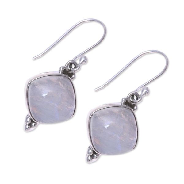 Alternate image for Rainbow Moonstone Dangle Earrings from India Gleaming Grandeur