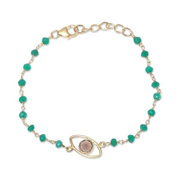 Alternate image for Gold Plated Smoky Quartz and Onyx Pendant Bracelet All Eyes on You