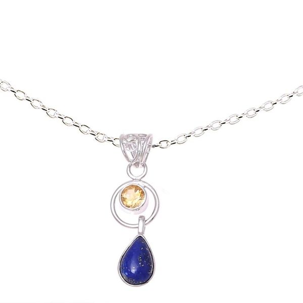 Alternate image for Lapis Lazuli and Citrine Pendant Necklace from India Gleaming Midnight