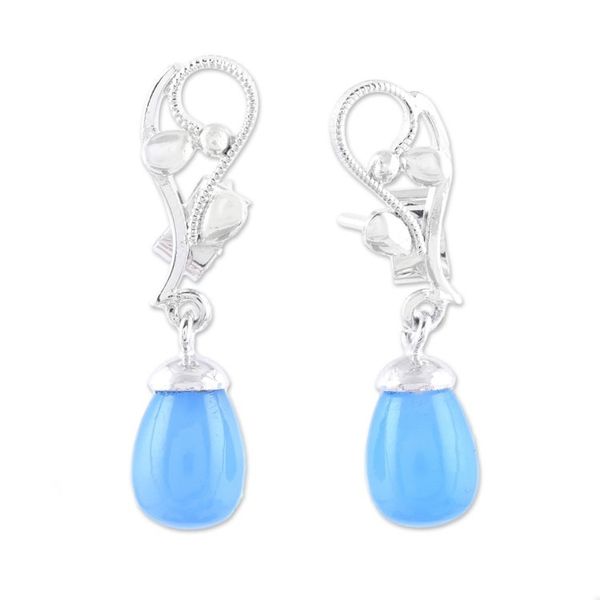 Alternate image for Blue Chalcedony and Sterling Silver Vine Dangle Earrings Garden Melody