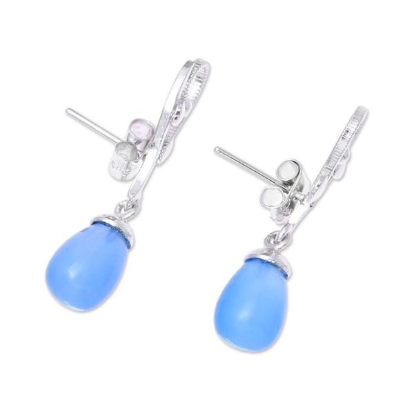 Alternate image for Blue Chalcedony and Sterling Silver Vine Dangle Earrings Garden Melody