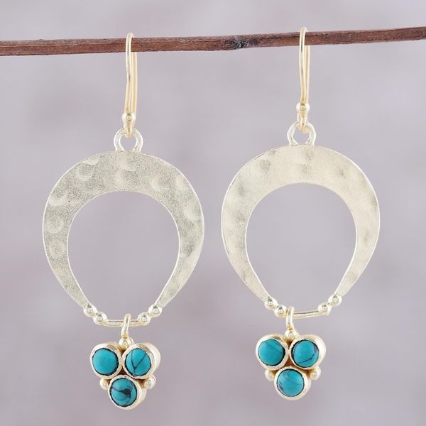 Alternate image for Gold Plated Sterling Silver and Calcite Earrings from India Bud Arches