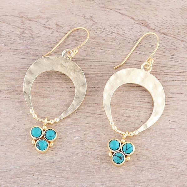 Alternate image for Gold Plated Sterling Silver and Calcite Earrings from India Bud Arches