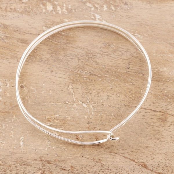 Alternate image for High-Polish Sterling Silver Bangle Bracelet from India Shining Flair