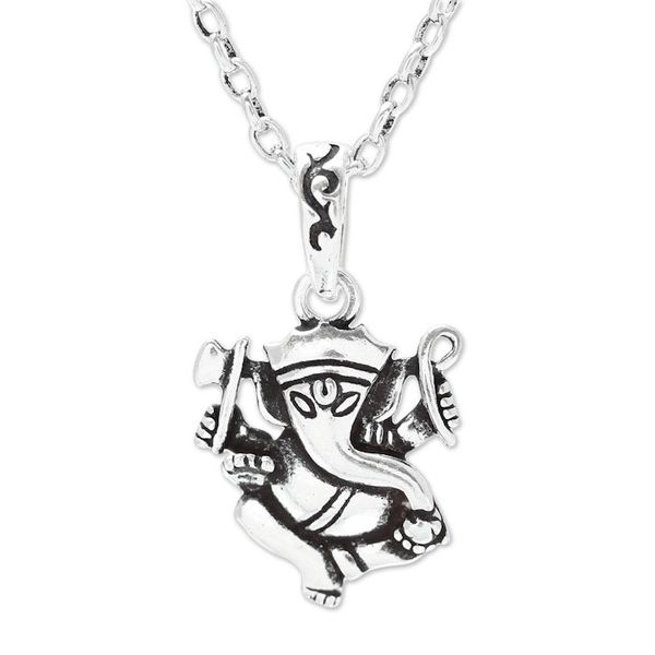 Alternate image for Sterling Silver Ganesha Pendant Necklace from India Proud Ganesha