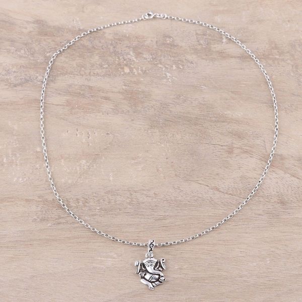 Alternate image for Sterling Silver Ganesha Pendant Necklace from India Proud Ganesha