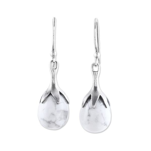 Alternate image for Howlite and Sterling Silver Dangle Earrings from India Elegant Fruits