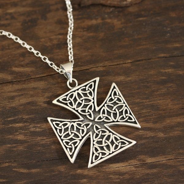 Alternate image for Celtic Cross Sterling Silver Pendant Necklace from India Celtic Reverence