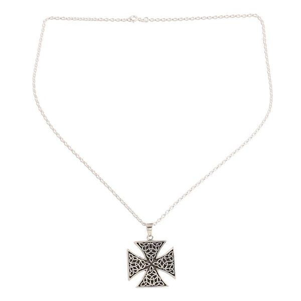 Alternate image for Celtic Cross Sterling Silver Pendant Necklace from India Celtic Reverence