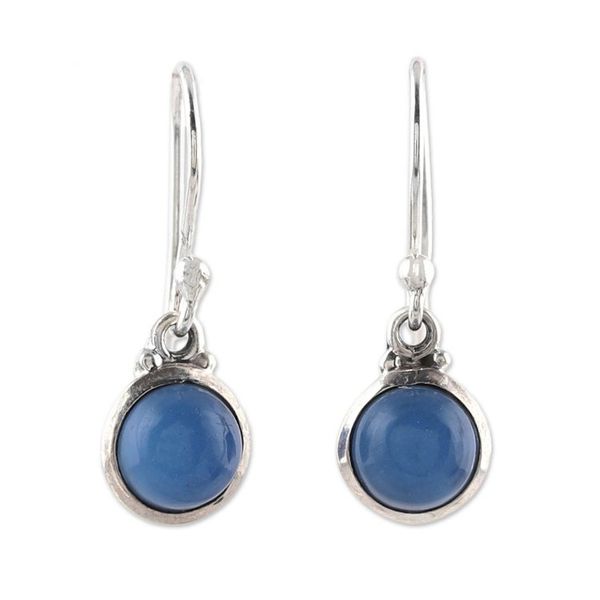 Alternate image for Round Chalcedony Dangle Earrings from India Happy Glow