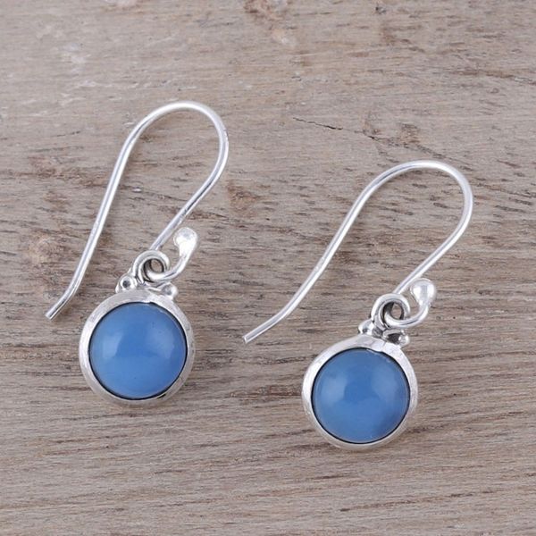 Alternate image for Round Chalcedony Dangle Earrings from India Happy Glow