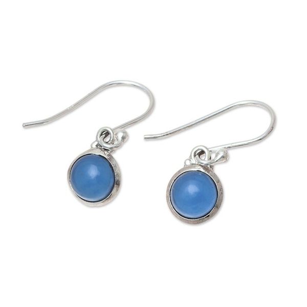 Alternate image for Round Chalcedony Dangle Earrings from India Happy Glow