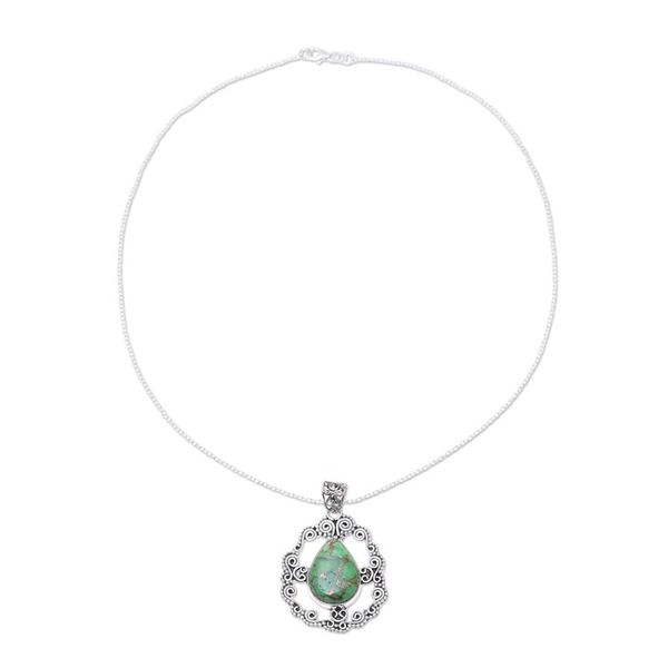 Alternate image for Sterling Silver Green Composite Turquoise Pendant Necklace Blissful Green