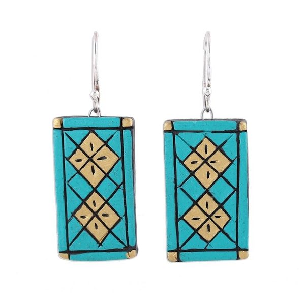 Alternate image for Geometric Ceramic Dangle Earrings Crafted in India Bollywood Kites