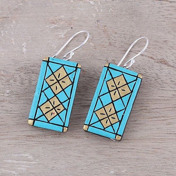 Alternate image for Geometric Ceramic Dangle Earrings Crafted in India Bollywood Kites