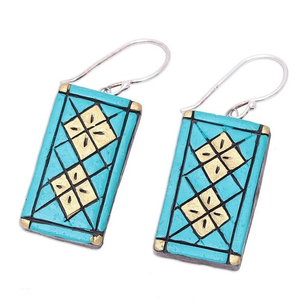 Alternate image for Geometric Ceramic Dangle Earrings Crafted in India Bollywood Kites