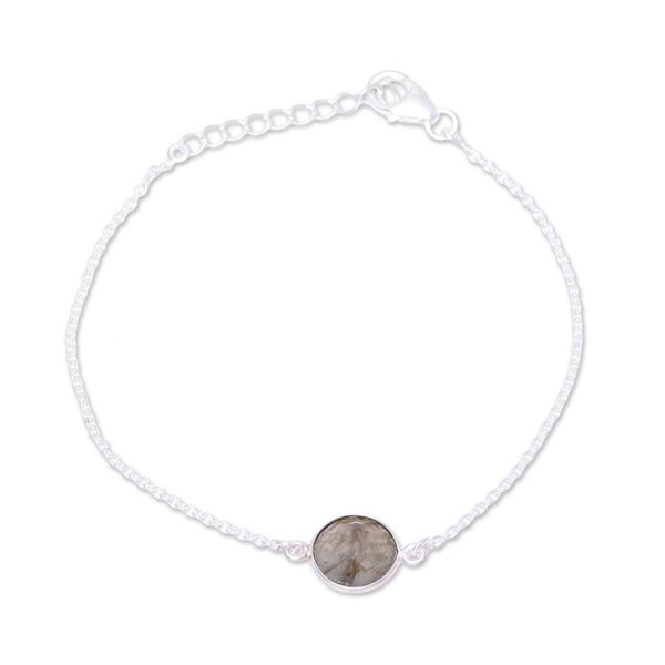 Alternate image for Adjustable Labradorite Pendant Bracelet from India Mesmerizing Night