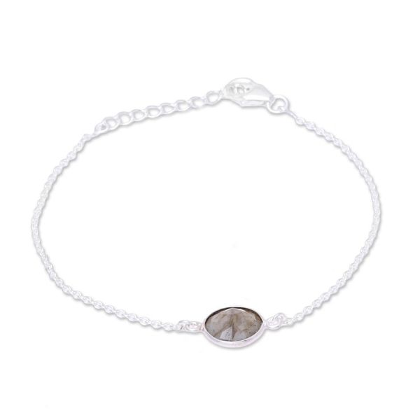 Alternate image for Adjustable Labradorite Pendant Bracelet from India Mesmerizing Night