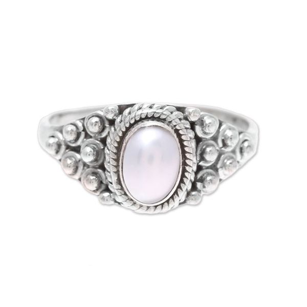 Alternate image for Dot Motif Cultured Pearl Cocktail Ring from India Peaceful Glow