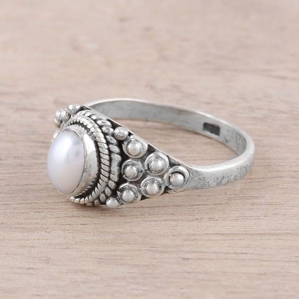 Alternate image for Dot Motif Cultured Pearl Cocktail Ring from India Peaceful Glow