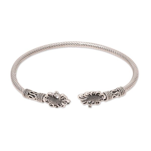 Alternate image for Sterling Silver Peacock Cuff Bracelet from India Peacock Grace