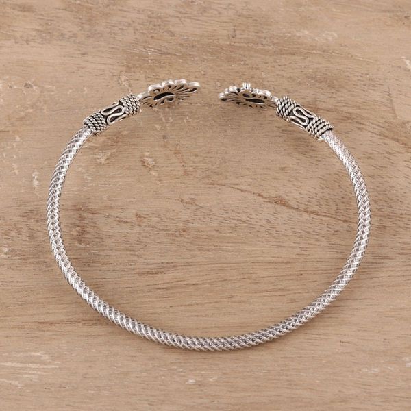 Alternate image for Sterling Silver Peacock Cuff Bracelet from India Peacock Grace