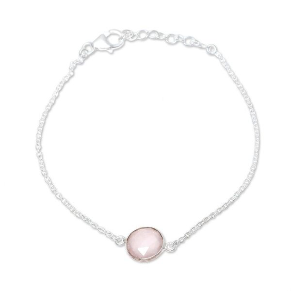 Alternate image for Adjustable Rose Quartz Pendant Bracelet from India Pink Night