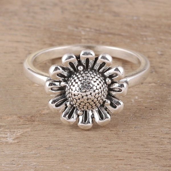 Alternate image for Floral Sterling Silver Cocktail Ring Crafted in India Blissful Allure